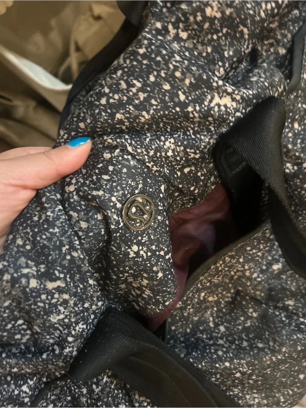 lululemon athletica Black and White Speckled Travel Duffel